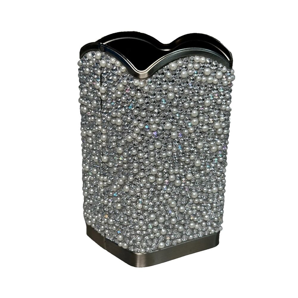 Bath & Body Works Rhinestone Pearl Bling Hand Soap Holder Sleeve Silver